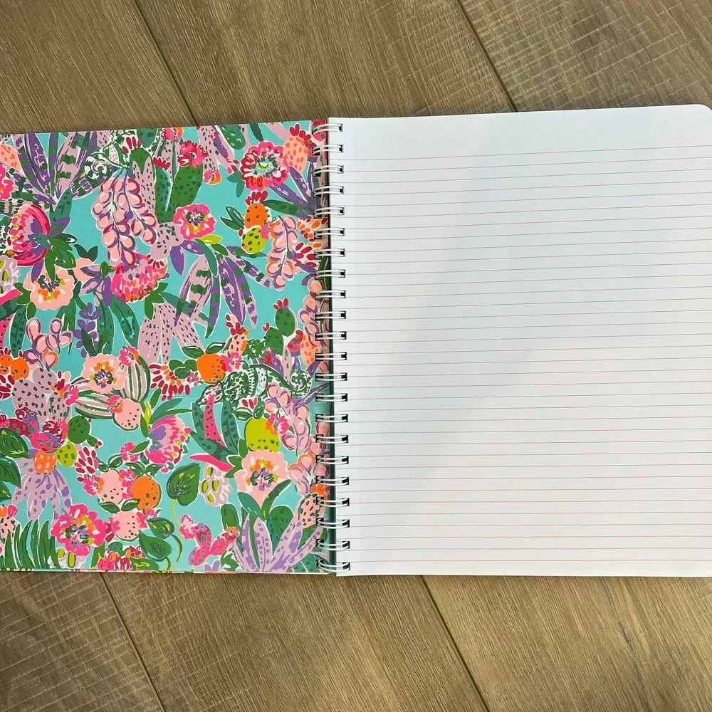 Lilly Pulitzer Set Notebook and Acrylic Note Floral Boujie Colorful Office Desk